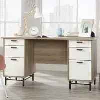 Acapulco Laptop Desk with 6 Drawers - Oak, White