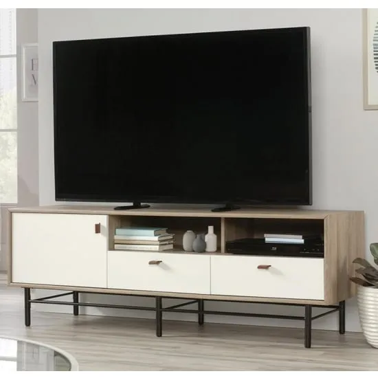 Acapulco TV Stand with Storage - White, Oak image