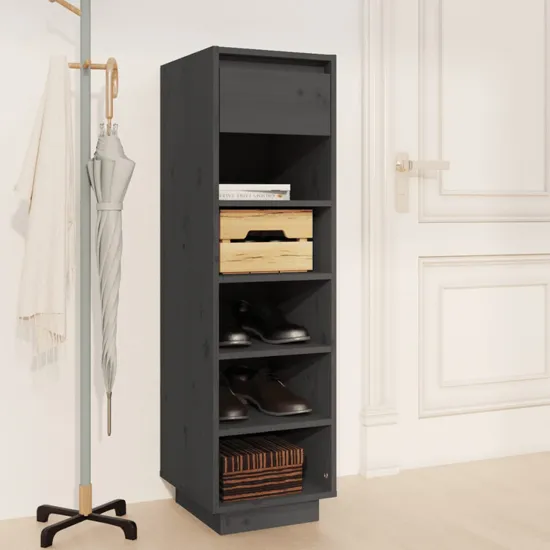 Acasia Pine Wood Shoe Storage Cabinet - Grey product