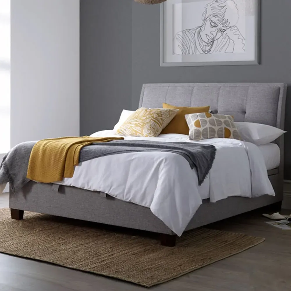 Accord King Size Ottoman Bed with Storage - Grey, Fabric