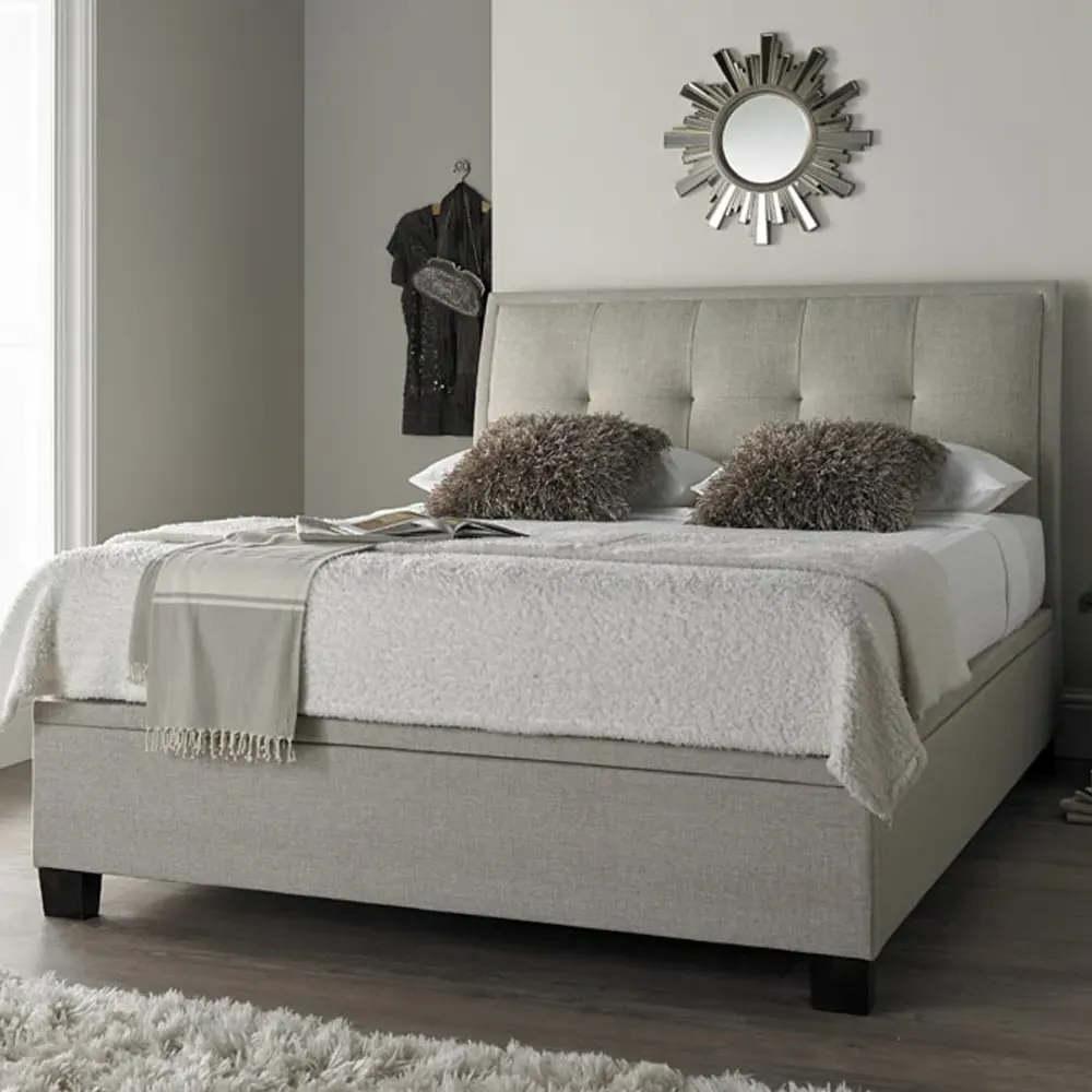 Accord King Size Ottoman Bed with Storage - Oatmeal, Fabric