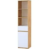 Accord Tall Storage Cabinet - Wotan Oak, Arctic White