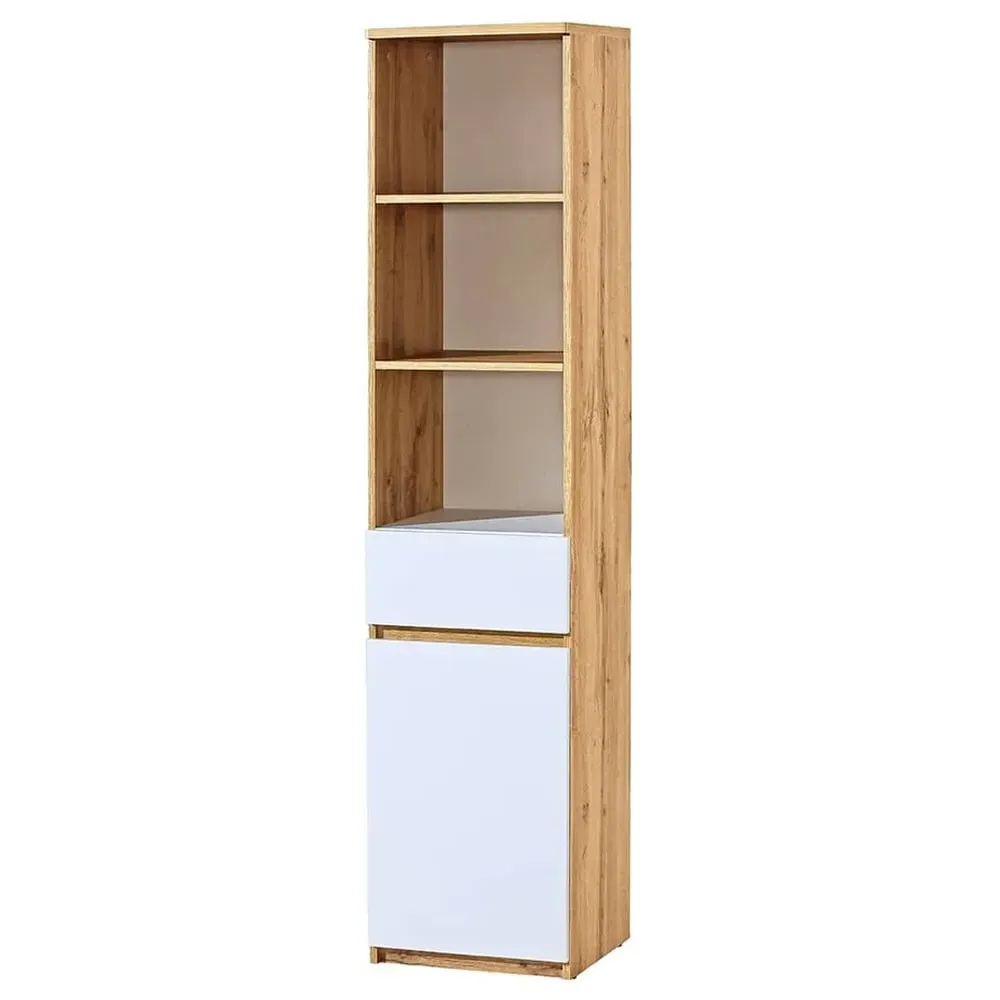Accord Tall Storage Cabinet - Wotan Oak, Arctic White