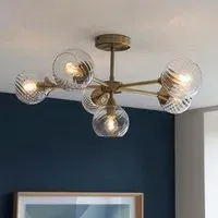 Accra 6 Lights Semi Flush Ceiling Light - Antique Brass