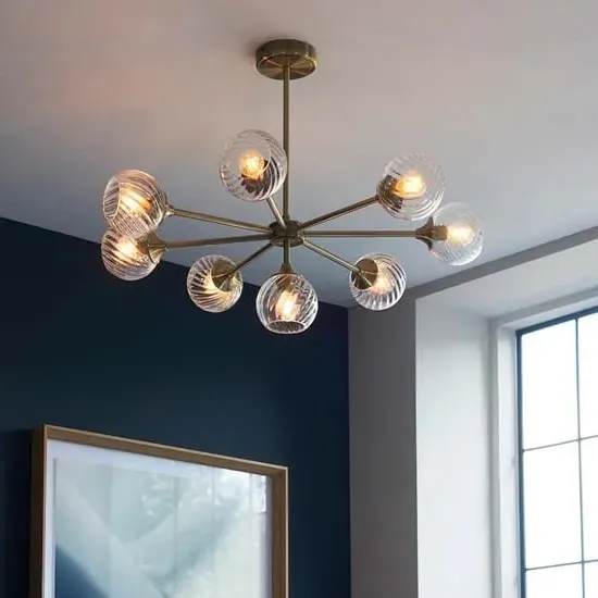 Accra 8 Lights Semi Flush Ceiling Light - Antique Brass