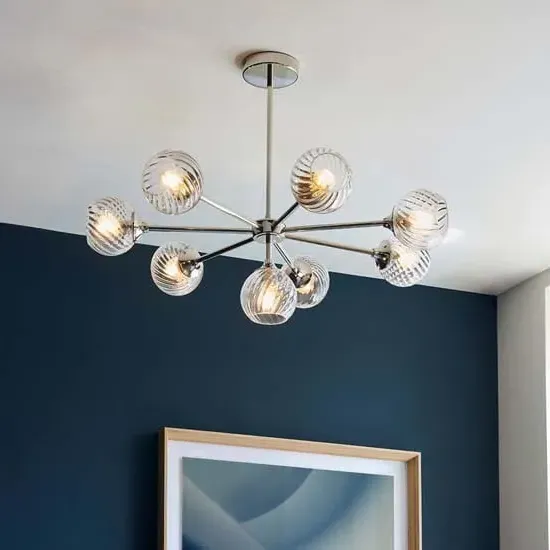 Accra 8 Lights Semi Flush Ceiling Light - Bright Nickel