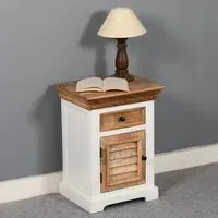Accra Bedside Cabinet with 1 Door 1 Drawer - Oak, Mango Wood