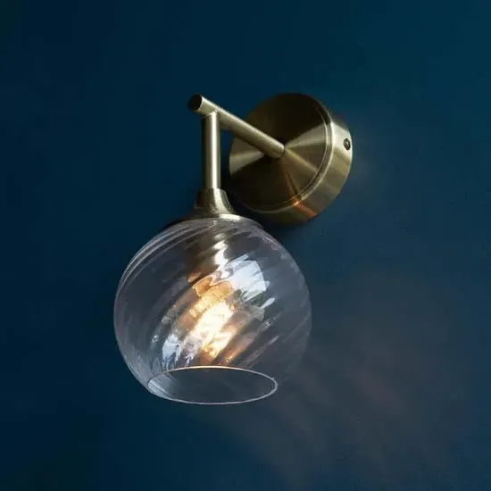 Accra Spiral Glass Wall Light - Clear, Antique Brass image