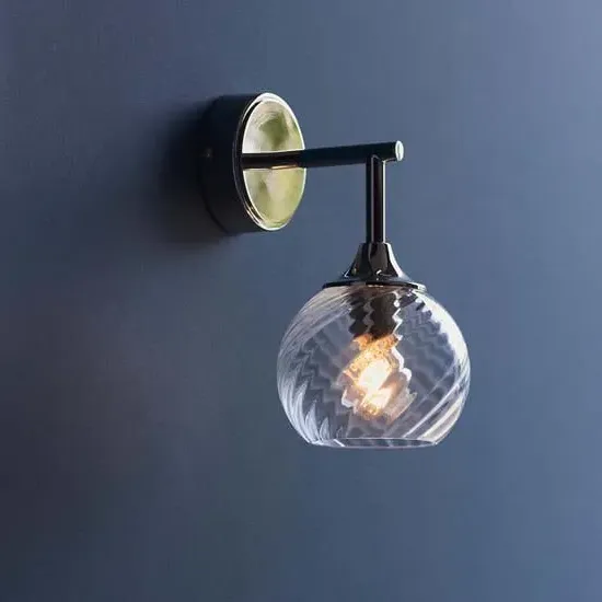 Accra Spiral Glass Wall Light - Clear, Bright Nickel