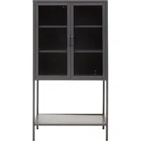 Accra Steel 2-Door Display Cabinet with Shelf - Grey