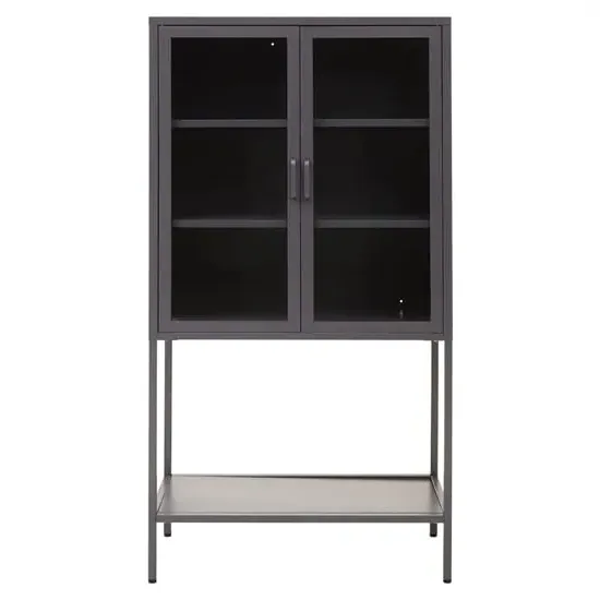Accra Steel 2-Door Display Cabinet with Shelf - Grey