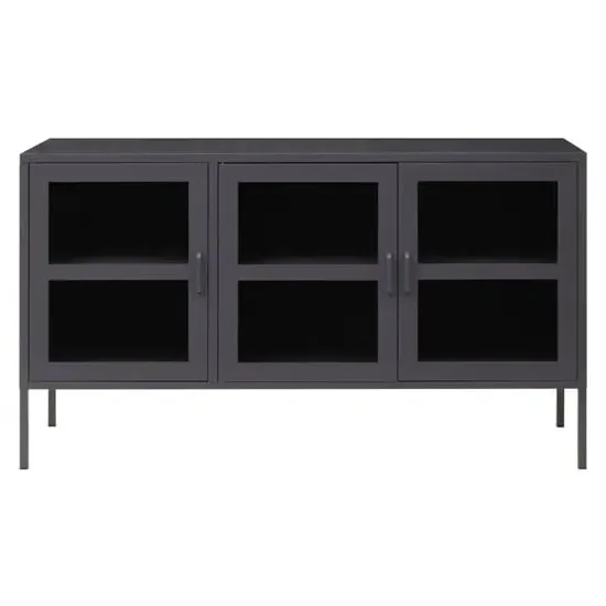 Accra Steel 3-Door Display Cabinet - Grey
