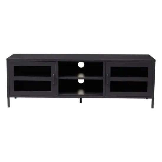 Accra Steel TV Stand with Storage - Black image