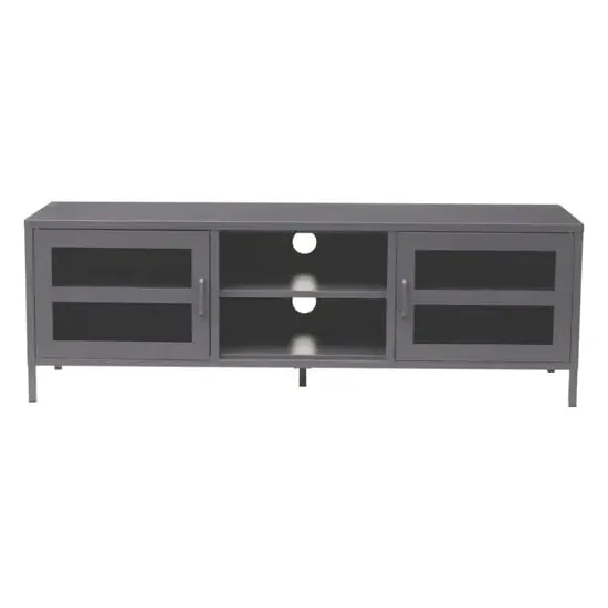 Accra Steel TV Stand with Storage - Grey