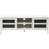 Accra Steel TV Stand with Storage - White