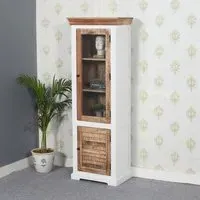 Accra Wood Display Cabinet with 1 Door 3 Shelves - Oak