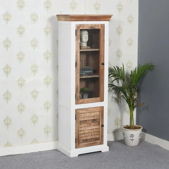 Accra Wood Display Cabinet with 1 Door 3 Shelves - Oak image
