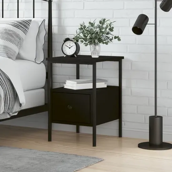 Achava Bedside Cabinet with Drawer - Black image
