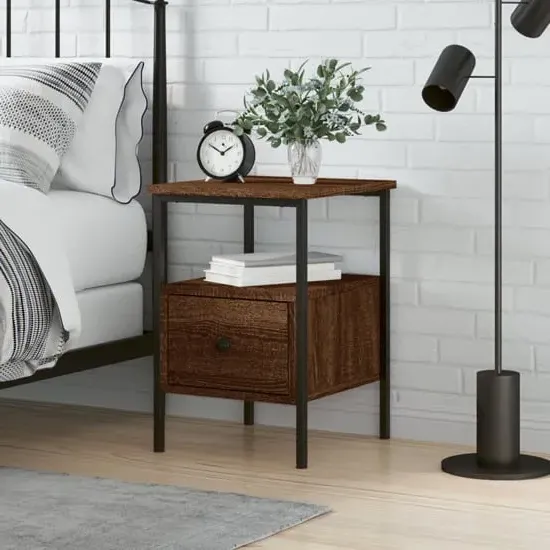 Achava Bedside Cabinet with Drawer - Brown