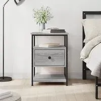 Achava Bedside Cabinet with Drawer - Grey Sonoma Oak