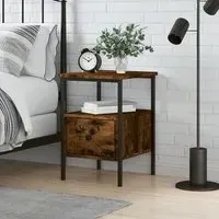 Achava Bedside Cabinet with Drawer - Smoked Oak