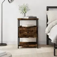 Achava Bedside Cabinet with Drawer - Smoked Oak