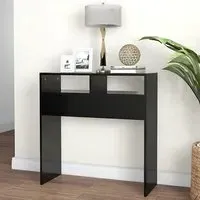 Acosta Console Table with 2 Shelves - Black, Engineered Wood