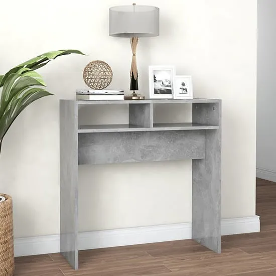 Acosta Console Table with 2 Shelves - Concrete Effect