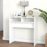 Acosta Console Table with 2 Shelves - White, Engineered Wood