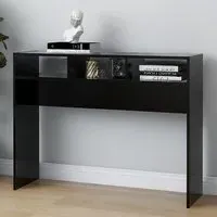 Acosta Console Table with 3 Shelves - Black, Engineered Wood
