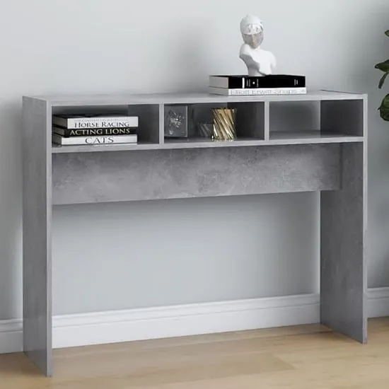 Acosta Console Table with 3 Shelves - Concrete Effect, Engineered Wood