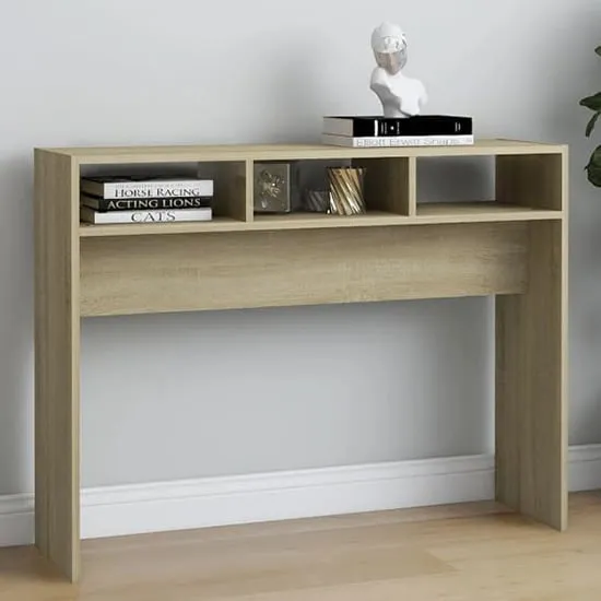 Acosta Console Table with 3 Shelves - Sonoma Oak, Engineered Wood