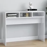 Acosta Console Table with 3 Shelves - White, High Gloss