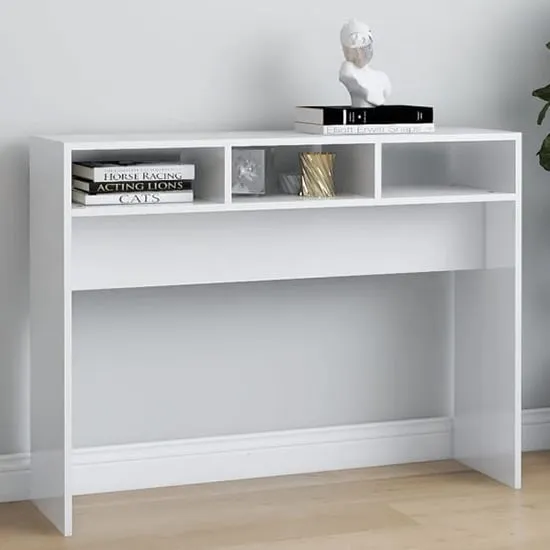 Acosta Console Table with 3 Shelves - White, High Gloss image