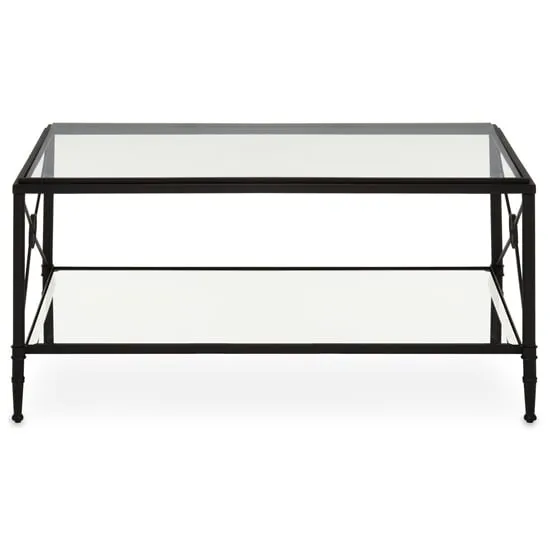 Acox Rectangular Coffee Table - Black, Glass