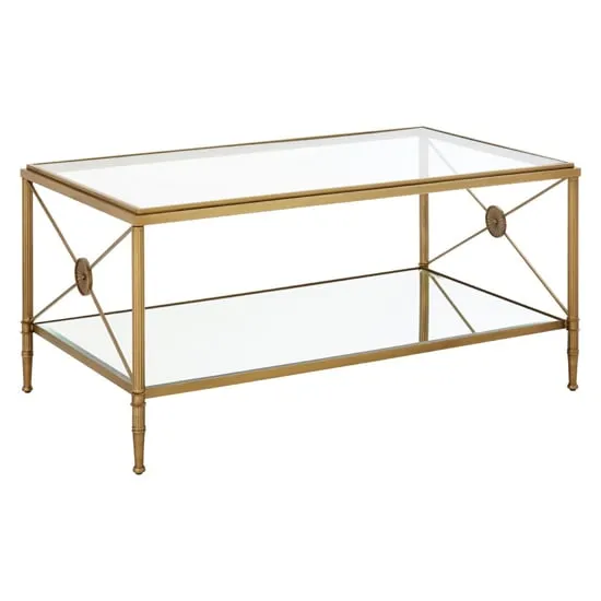 Acox Rectangular Coffee Table - Gold, Glass