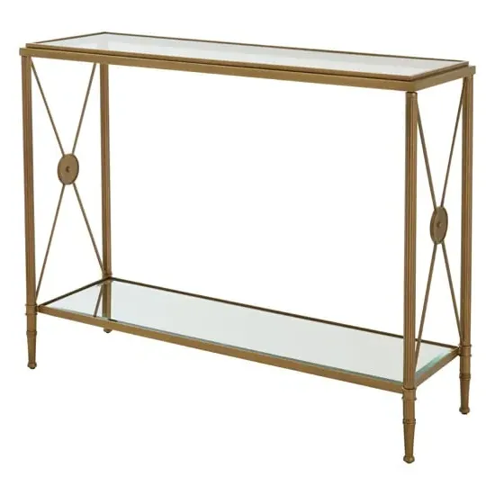 Acox Rectangular Console Table - Gold, Glass image