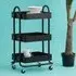 Acre 3-Tier Serving Trolley with Wheels - Black, Metal