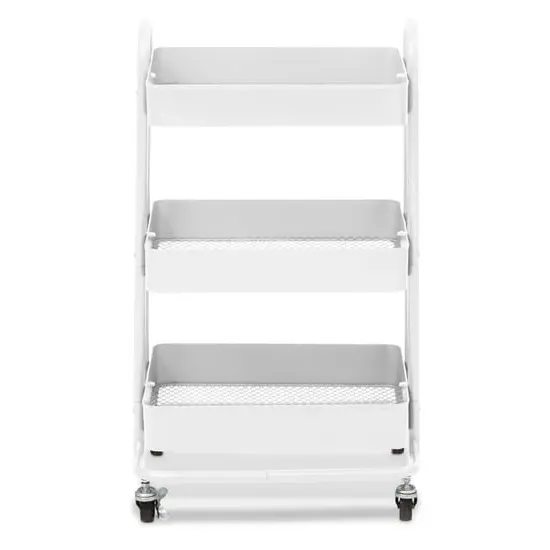 Acre 3-Tier Serving Trolley with Wheels - White, Metal