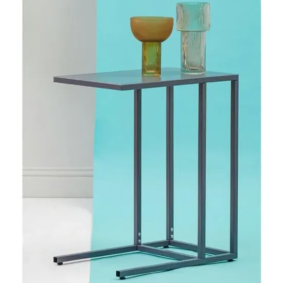 Acre C-Shaped Side Table - Grey, Metal