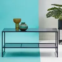 Acre Coffee Table with Open Mesh Shelf - Black, Metal