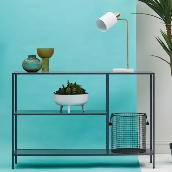 Acre Metal Console Table with 2 Shelves - Grey image