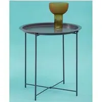 Acre Round Side Table - Grey, Metal