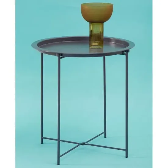 Acre Round Side Table - Grey, Metal image
