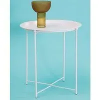 Acre Round Side Table - White, Metal