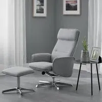 Acsah Fabric Recliner Chair with Foot Stool - Grey