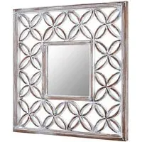Actora Lattice Frame Wall Mirror - Antique White