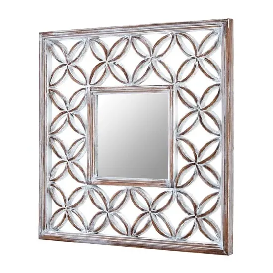 Actora Lattice Frame Wall Mirror - Antique White image