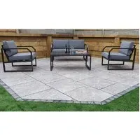 Adana 4-Seat Sofa Set with Coffee Table - Grey, Aluminium