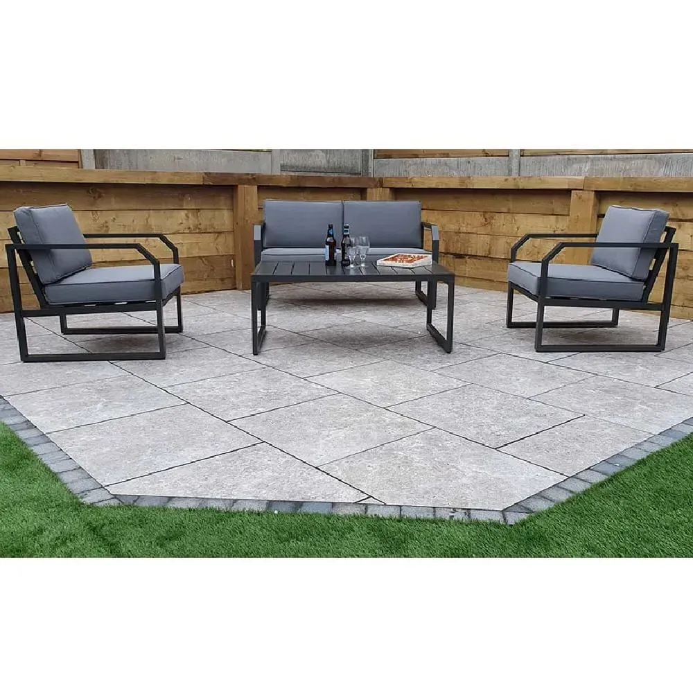 Adana 4-Seat Sofa Set with Coffee Table - Grey, Aluminium image